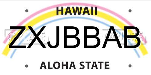 ZXJBBAB Hawaii License Plate