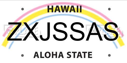 ZXJSSAS Hawaii License Plate