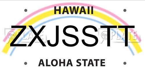 ZXJSSTT Hawaii License Plate