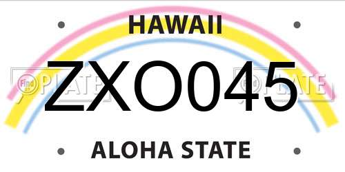 ZXO045 Hawaii License Plate