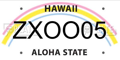ZXOO05 Hawaii License Plate