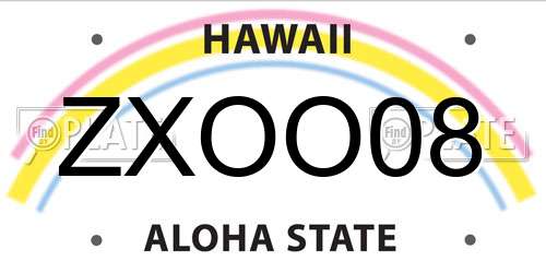 ZXOO08 Hawaii License Plate