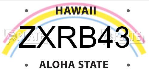ZXRB43 Hawaii License Plate