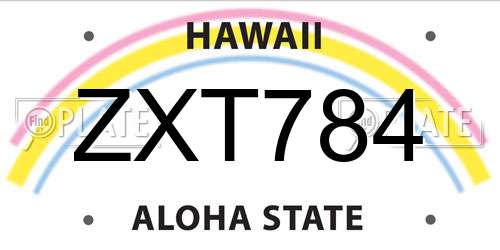 ZXT784 Hawaii License Plate