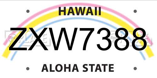 ZXW7388 Hawaii License Plate