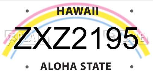 ZXZ2195 Hawaii License Plate