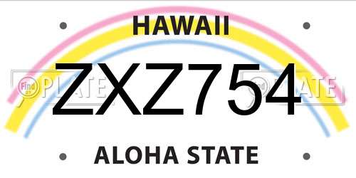 ZXZ754 Hawaii License Plate
