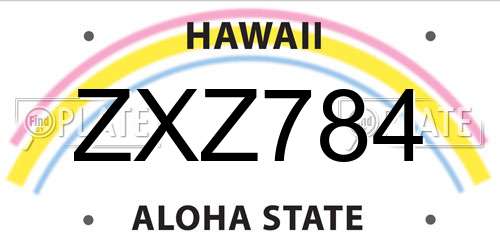ZXZ784 Hawaii License Plate