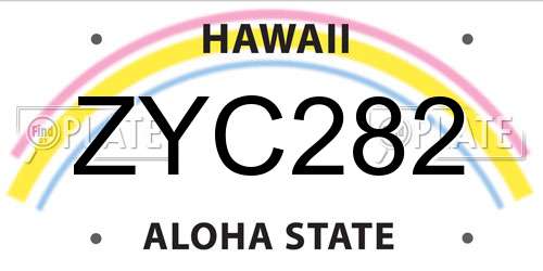 ZYC282 Hawaii License Plate