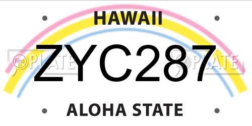 ZYC287 Hawaii License Plate