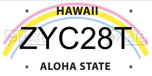 ZYC28T Hawaii License Plate