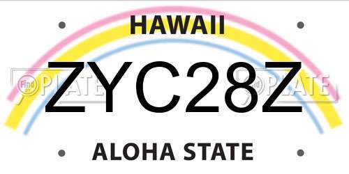 ZYC28Z Hawaii License Plate