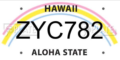 ZYC782 Hawaii License Plate