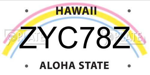 ZYC78Z Hawaii License Plate