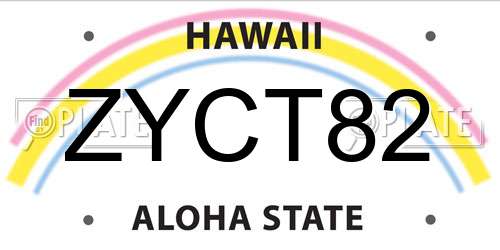 ZYCT82 Hawaii License Plate