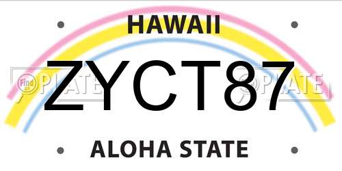 ZYCT87 Hawaii License Plate
