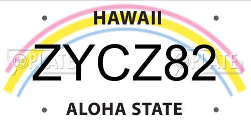 ZYCZ82 Hawaii License Plate