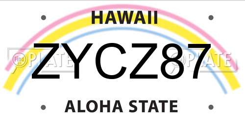 ZYCZ87 Hawaii License Plate