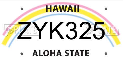 ZYK325 Hawaii License Plate