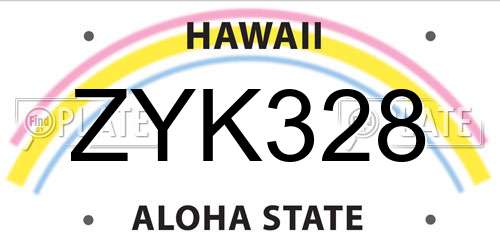 ZYK328 Hawaii License Plate