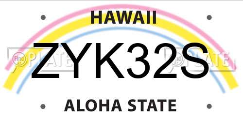 ZYK32S Hawaii License Plate