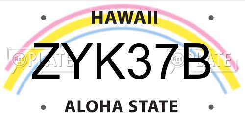 ZYK37B Hawaii License Plate