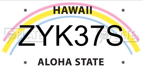 ZYK37S Hawaii License Plate