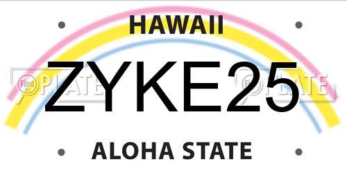 ZYKE25 Hawaii License Plate