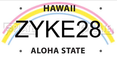 ZYKE28 Hawaii License Plate
