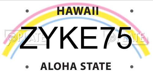 ZYKE75 Hawaii License Plate