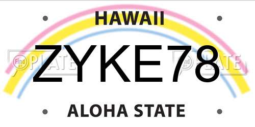 ZYKE78 Hawaii License Plate