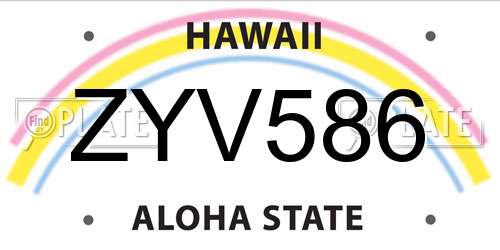 ZYV586 Hawaii License Plate
