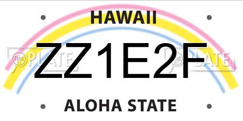 ZZ1E2F Hawaii License Plate