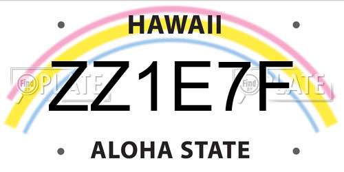 ZZ1E7F Hawaii License Plate