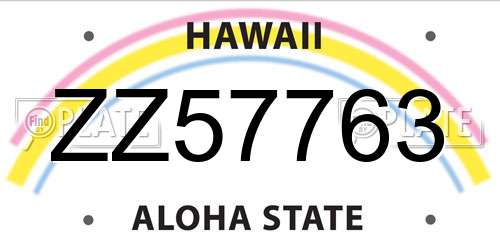 ZZ57763 Hawaii License Plate