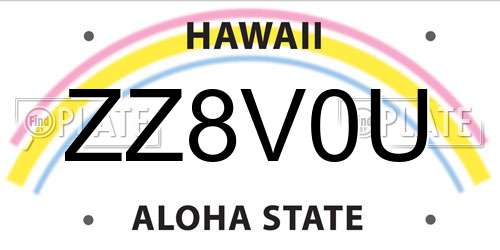 ZZ8V0U Hawaii License Plate