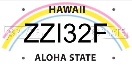 ZZI32F Hawaii License Plate