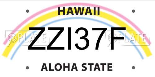 ZZI37F Hawaii License Plate