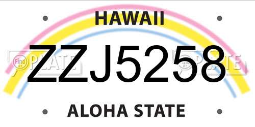 ZZJ5258 Hawaii License Plate
