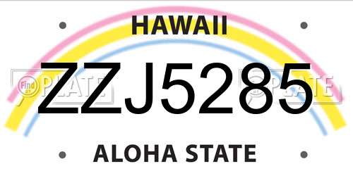 ZZJ5285 Hawaii License Plate