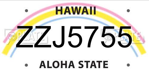 ZZJ5755 Hawaii License Plate