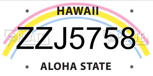 ZZJ5758 Hawaii License Plate