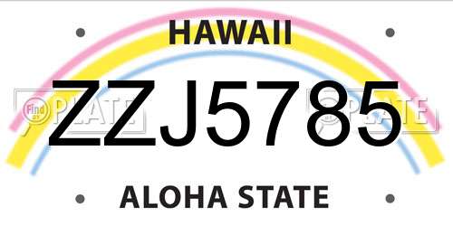 ZZJ5785 Hawaii License Plate
