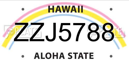 ZZJ5788 Hawaii License Plate
