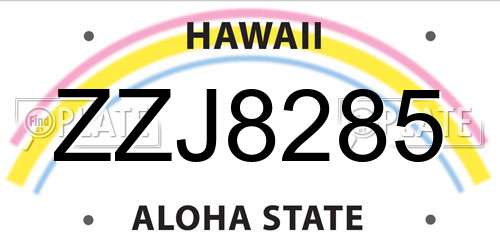 ZZJ8285 Hawaii License Plate