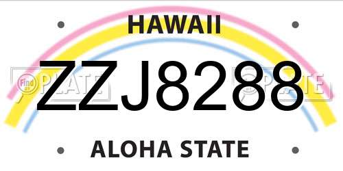 ZZJ8288 Hawaii License Plate