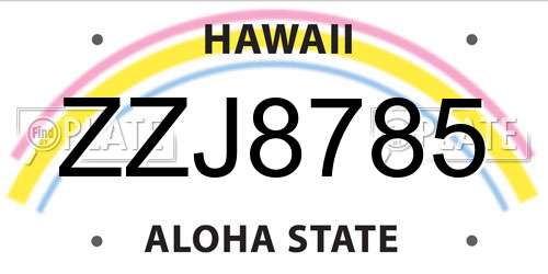 ZZJ8785 Hawaii License Plate