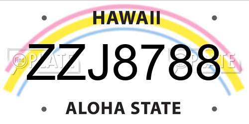 ZZJ8788 Hawaii License Plate