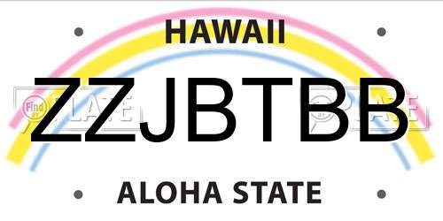 ZZJBTBB Hawaii License Plate