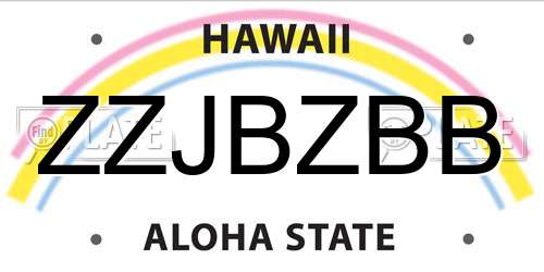 ZZJBZBB Hawaii License Plate